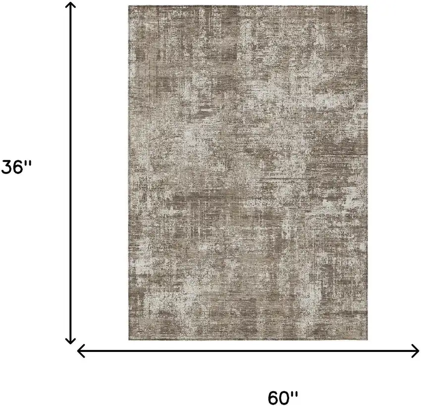Brown And Beige Abstract Washable Indoor Outdoor Area Rug Photo 9