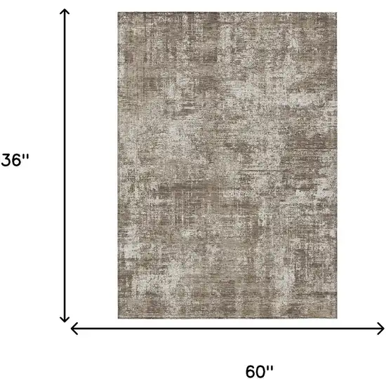 Brown And Beige Abstract Washable Indoor Outdoor Area Rug Photo 9
