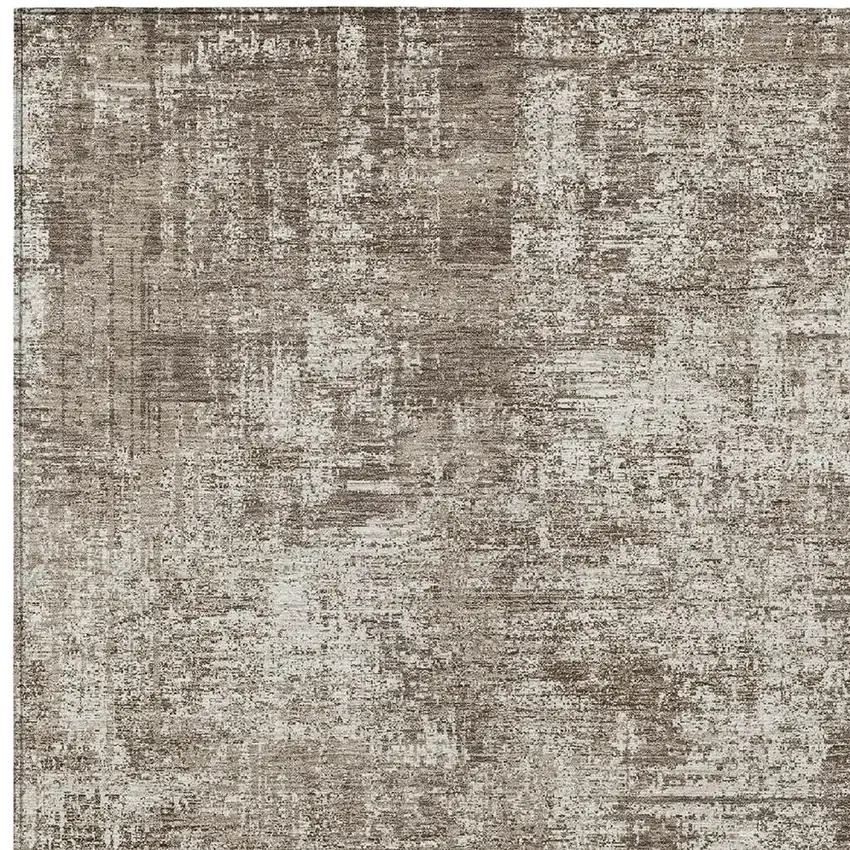 Brown And Beige Abstract Washable Indoor Outdoor Area Rug Photo 5