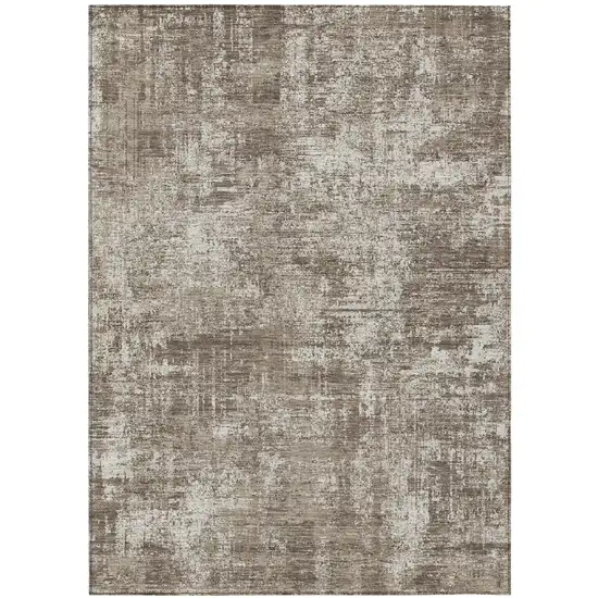 Brown And Beige Abstract Washable Indoor Outdoor Area Rug Photo 2