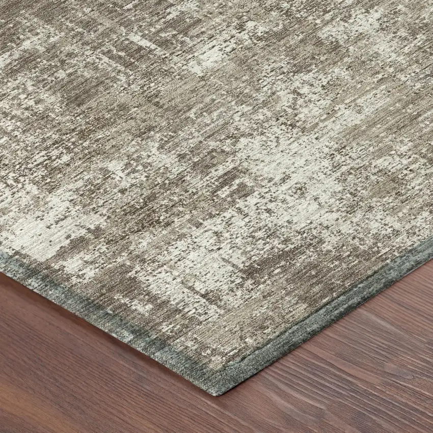 Brown And Beige Abstract Washable Indoor Outdoor Area Rug Photo 7