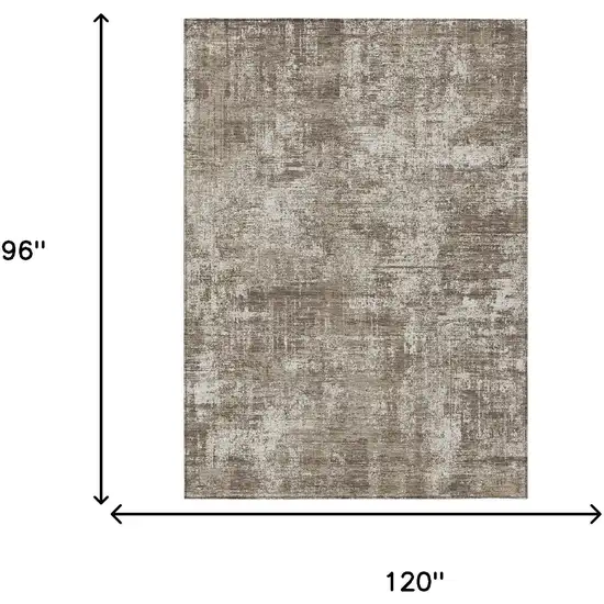 Brown And Beige Abstract Washable Indoor Outdoor Area Rug Photo 9