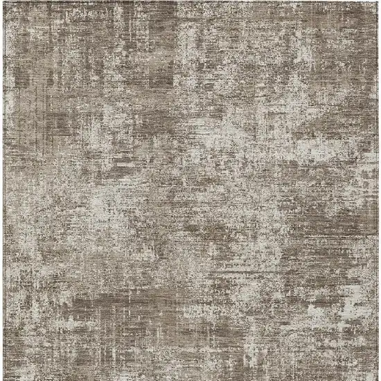 Brown And Beige Abstract Washable Indoor Outdoor Area Rug Photo 4
