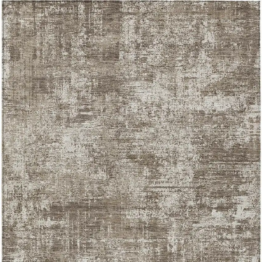Brown And Beige Abstract Washable Indoor Outdoor Area Rug Photo 4