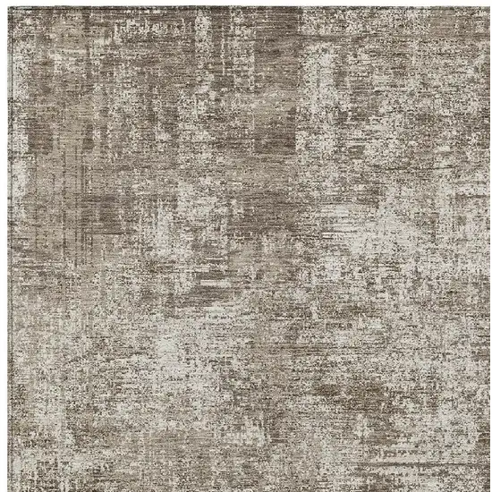 Brown And Beige Abstract Washable Indoor Outdoor Area Rug Photo 5