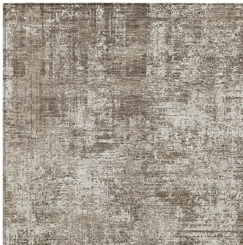Brown And Beige Abstract Washable Indoor Outdoor Area Rug Photo 5