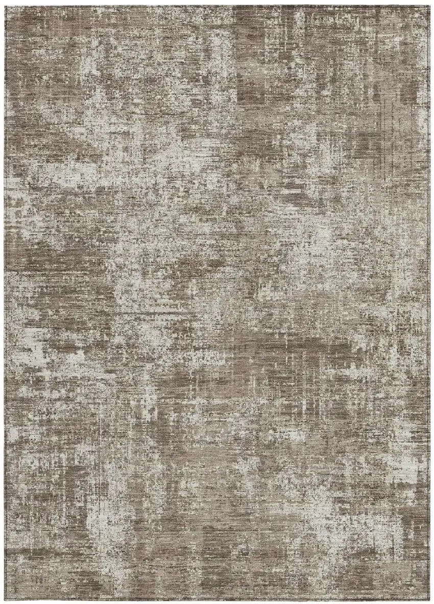 Brown And Beige Abstract Washable Indoor Outdoor Area Rug Photo 4