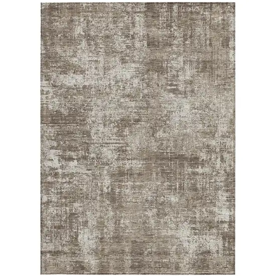 Brown And Beige Abstract Washable Indoor Outdoor Area Rug Photo 4