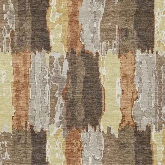 Brown And Beige Abstract Washable Indoor Outdoor Area Rug Photo 3