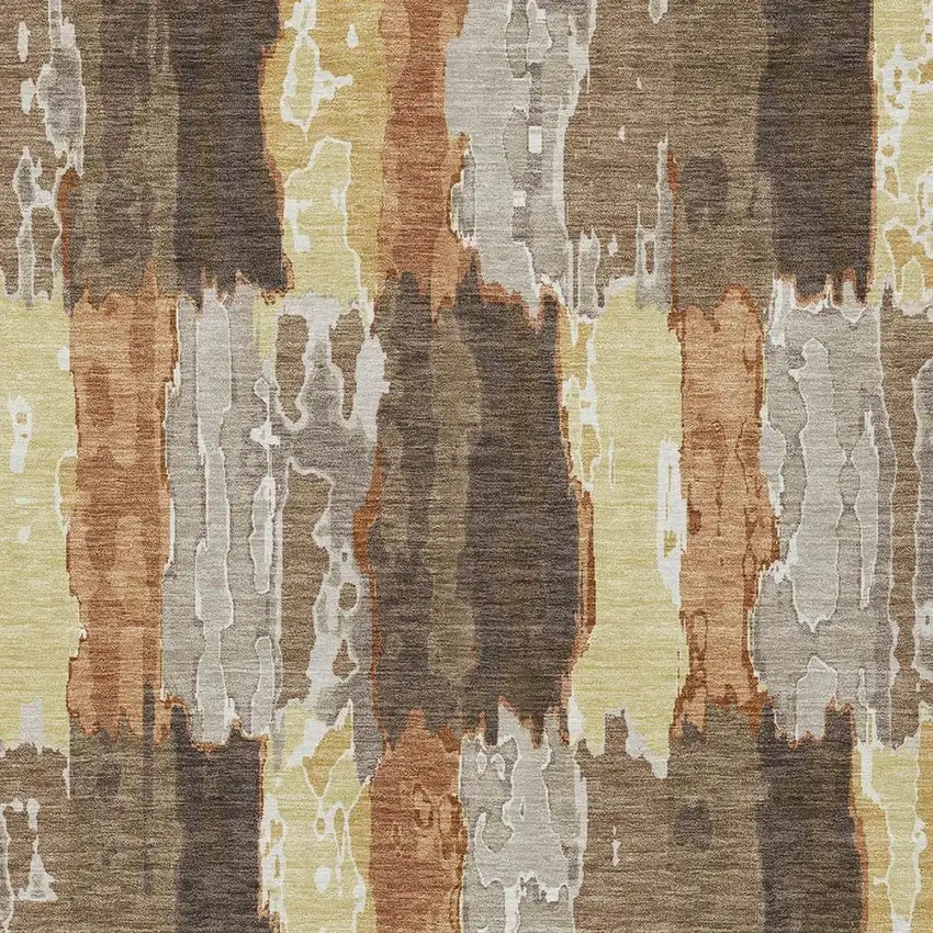 Brown And Beige Abstract Washable Indoor Outdoor Area Rug Photo 3