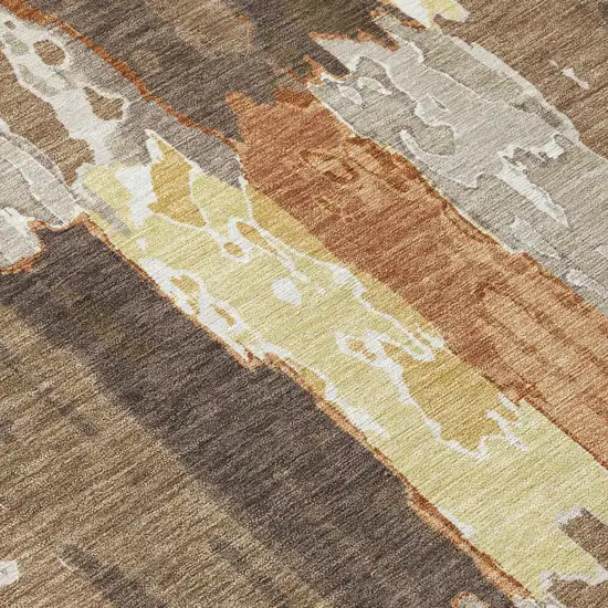 Brown And Beige Abstract Washable Indoor Outdoor Area Rug Photo 6