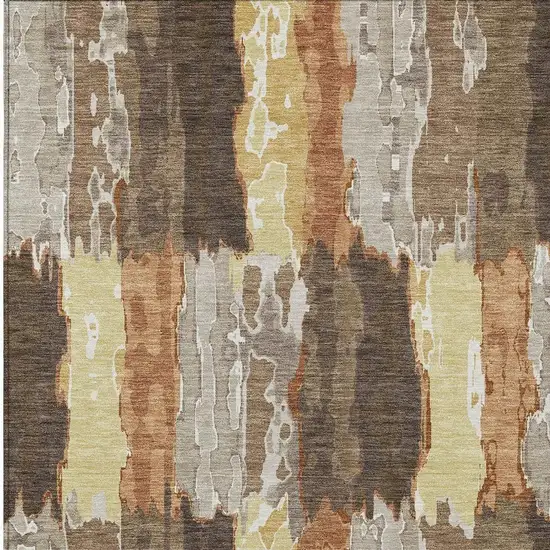Brown And Beige Abstract Washable Indoor Outdoor Area Rug Photo 3