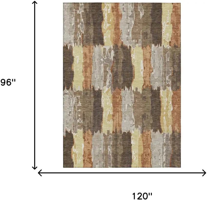 Brown And Beige Abstract Washable Indoor Outdoor Area Rug Photo 7