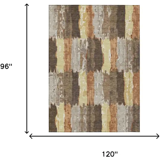 Brown And Beige Abstract Washable Indoor Outdoor Area Rug Photo 7