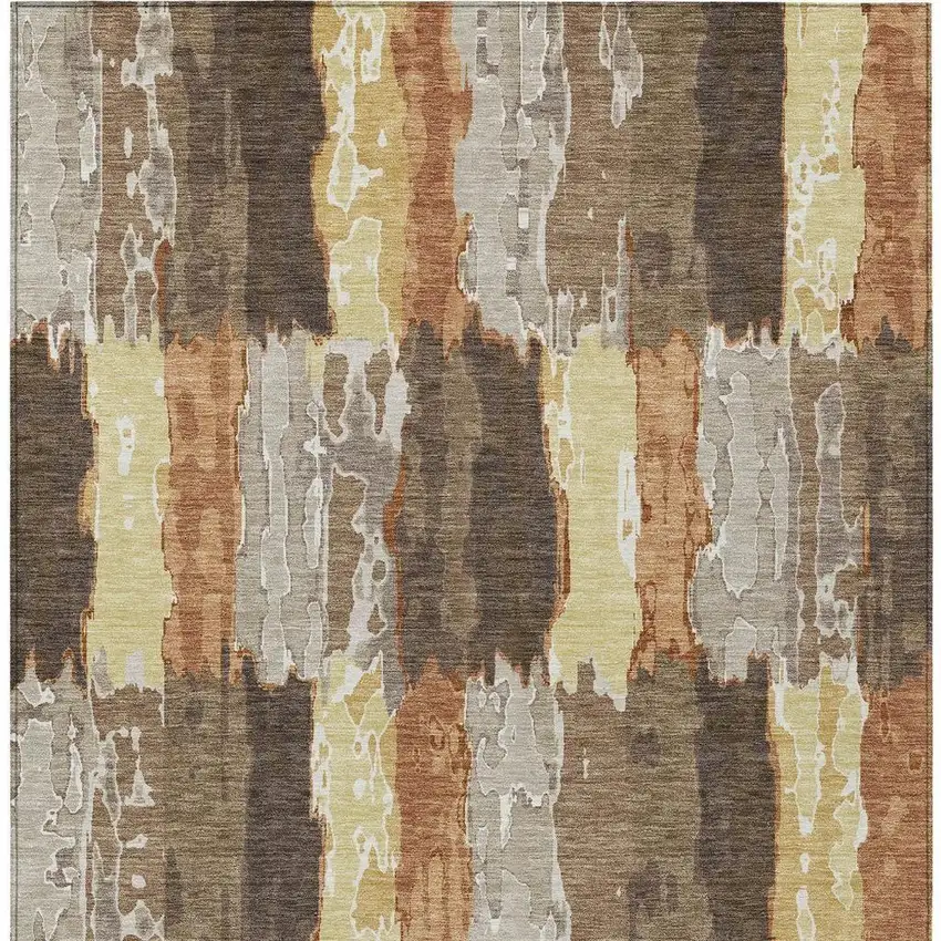 Brown And Beige Abstract Washable Indoor Outdoor Area Rug Photo 4