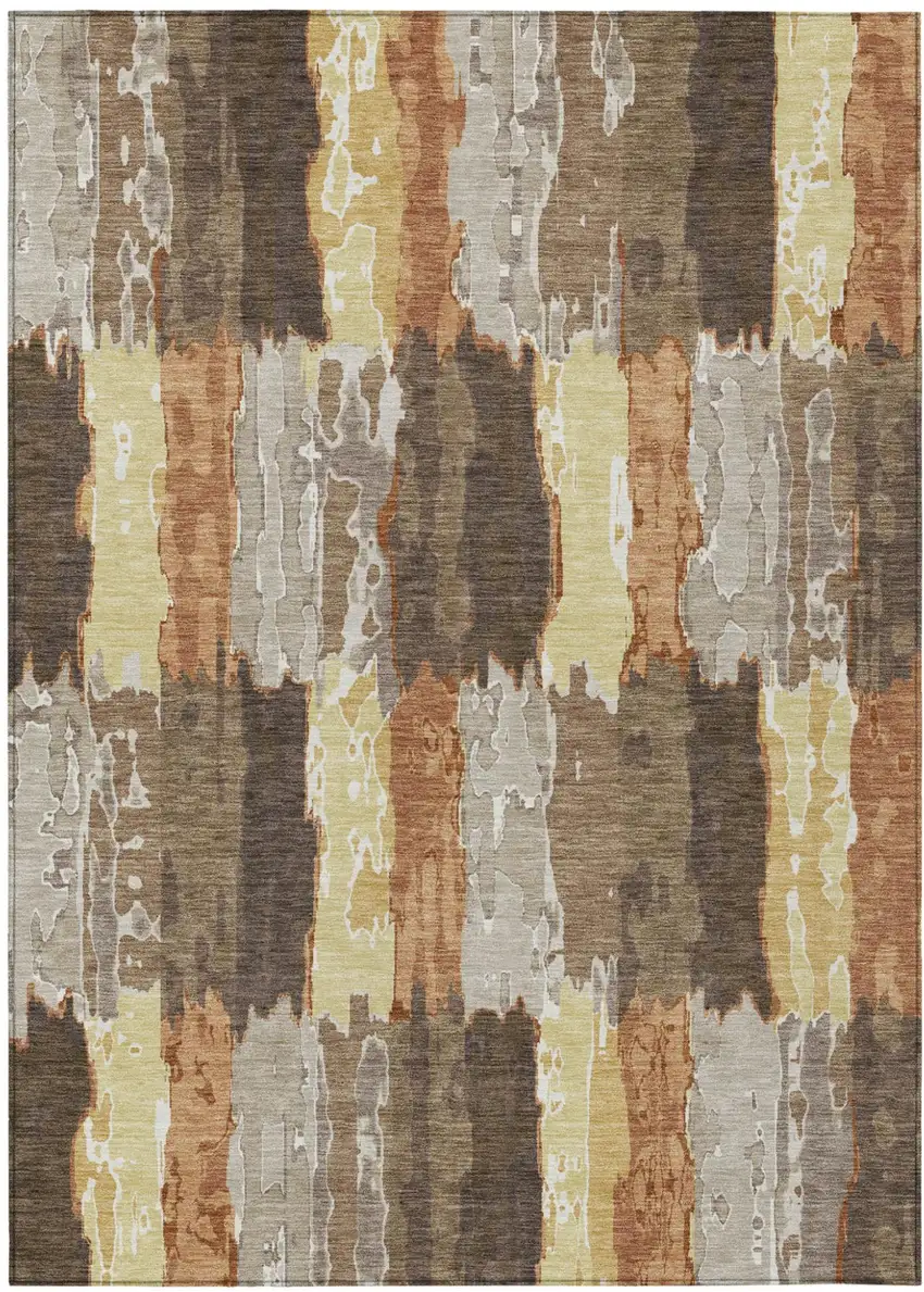 Brown And Beige Abstract Washable Indoor Outdoor Area Rug Photo 2
