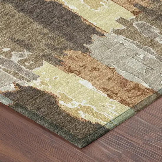 Brown And Beige Abstract Washable Indoor Outdoor Area Rug Photo 5