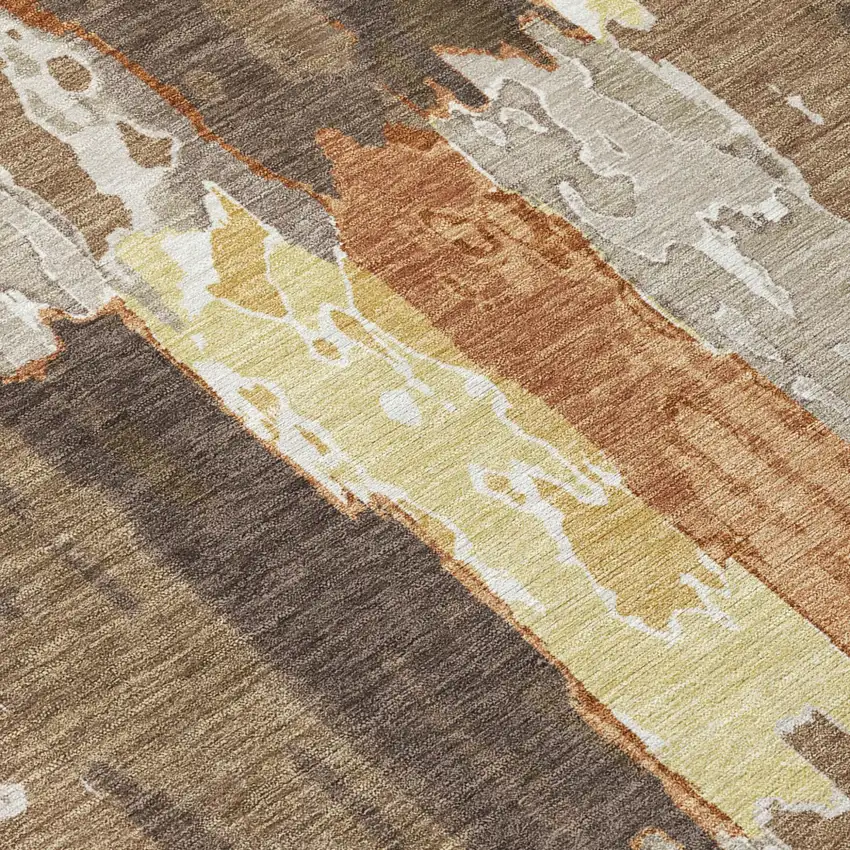 Brown And Beige Abstract Washable Indoor Outdoor Area Rug Photo 6