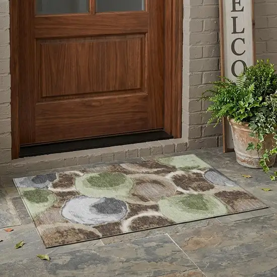 Brown And Beige Abstract Washable Indoor Outdoor Area Rug Photo 1