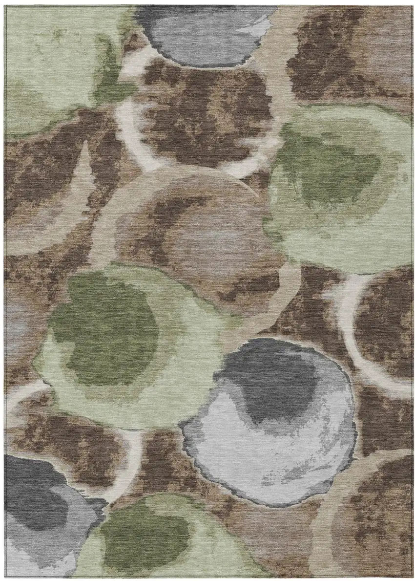 Brown And Beige Abstract Washable Indoor Outdoor Area Rug Photo 2