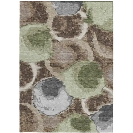 Brown And Beige Abstract Washable Indoor Outdoor Area Rug Photo 4