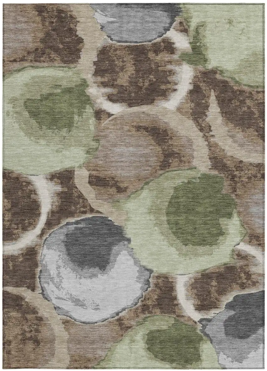 Brown And Beige Abstract Washable Indoor Outdoor Area Rug Photo 4
