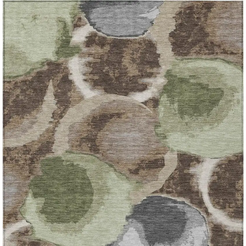 Brown And Beige Abstract Washable Indoor Outdoor Area Rug Photo 4