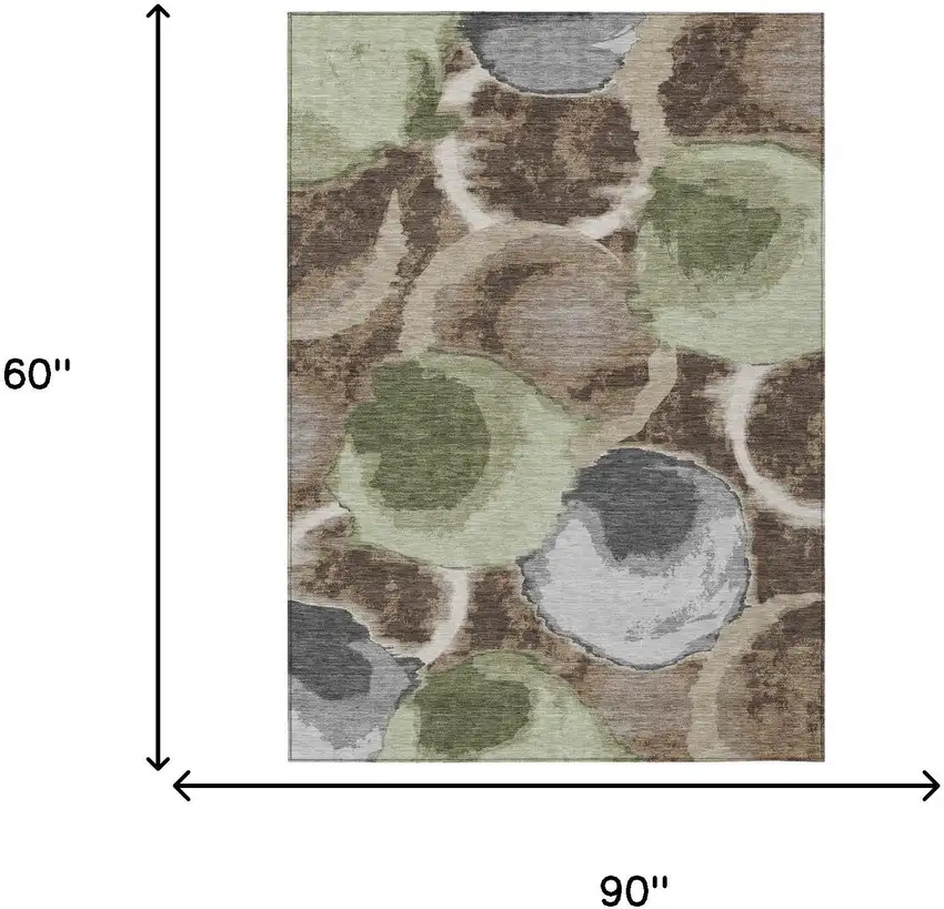 Brown And Beige Abstract Washable Indoor Outdoor Area Rug Photo 7