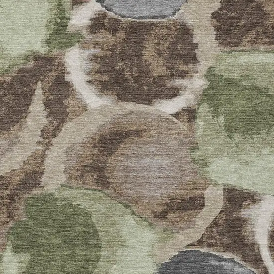 Brown And Beige Abstract Washable Indoor Outdoor Area Rug Photo 3