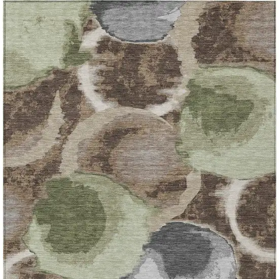 Brown And Beige Abstract Washable Indoor Outdoor Area Rug Photo 4