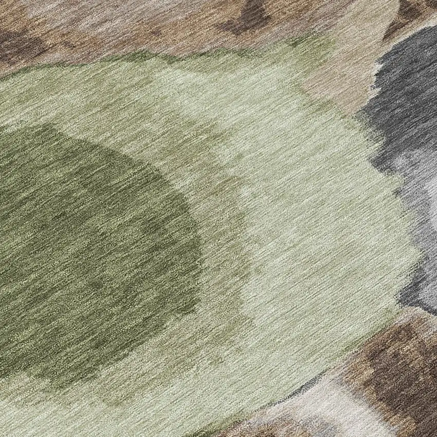 Brown And Beige Abstract Washable Indoor Outdoor Area Rug Photo 6