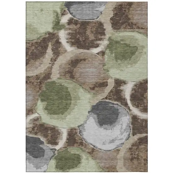 Brown And Beige Abstract Washable Indoor Outdoor Area Rug Photo 2