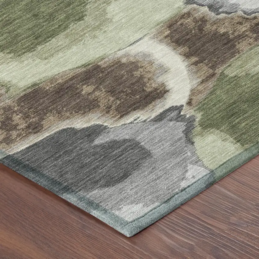 Brown And Beige Abstract Washable Indoor Outdoor Area Rug Photo 5