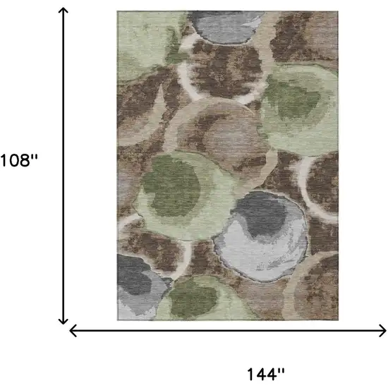 Brown And Beige Abstract Washable Indoor Outdoor Area Rug Photo 7
