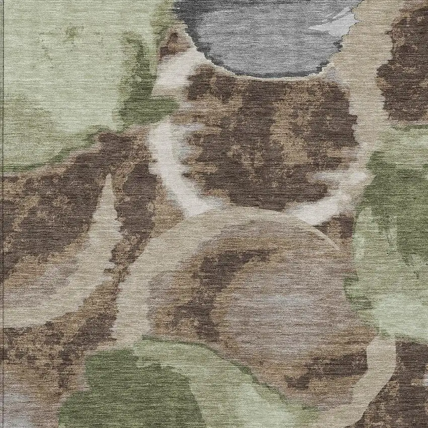 Brown And Beige Abstract Washable Indoor Outdoor Area Rug Photo 3