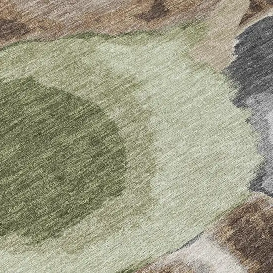 Brown And Beige Abstract Washable Indoor Outdoor Area Rug Photo 6