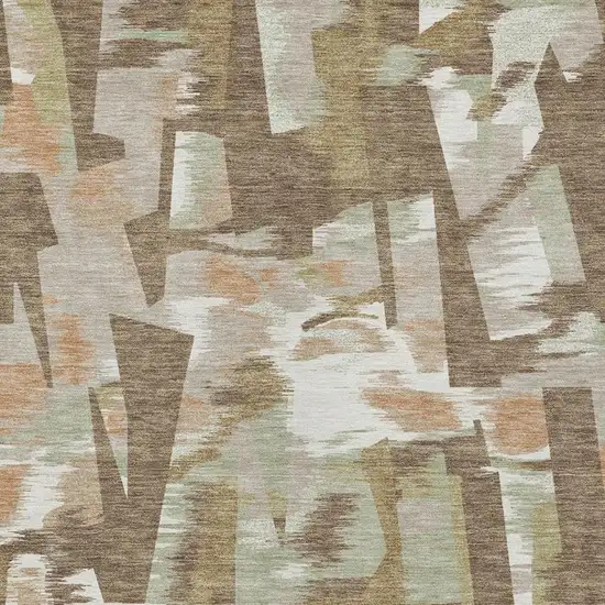 Brown And Beige Abstract Washable Indoor Outdoor Area Rug Photo 8