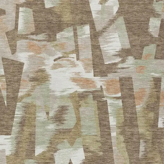 Brown And Beige Abstract Washable Indoor Outdoor Area Rug Photo 9