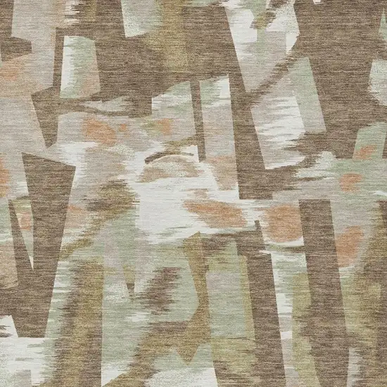 Brown And Beige Abstract Washable Indoor Outdoor Area Rug Photo 4