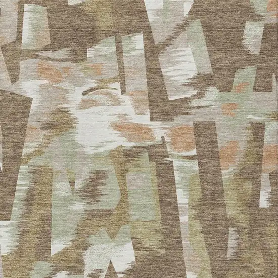 Brown And Beige Abstract Washable Indoor Outdoor Area Rug Photo 8