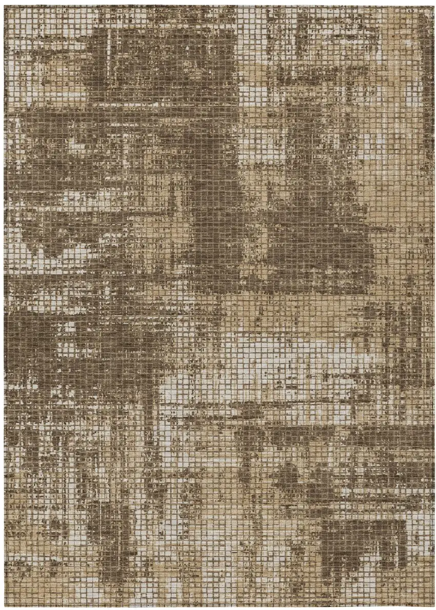 Brown And Beige Abstract Washable Indoor Outdoor Area Rug Photo 2