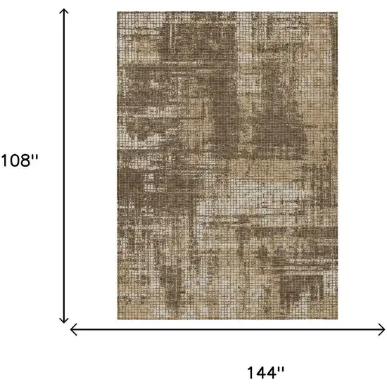 Brown And Beige Abstract Washable Indoor Outdoor Area Rug Photo 5