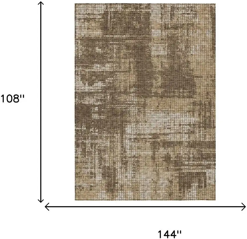 Brown And Beige Abstract Washable Indoor Outdoor Area Rug Photo 5