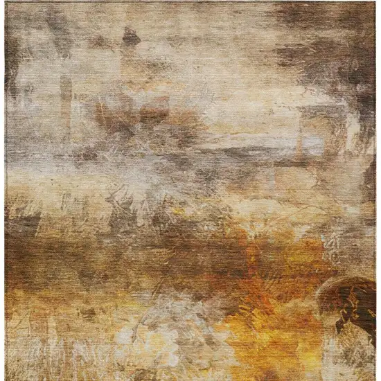 Brown And Beige Abstract Washable Indoor Outdoor Area Rug Photo 1