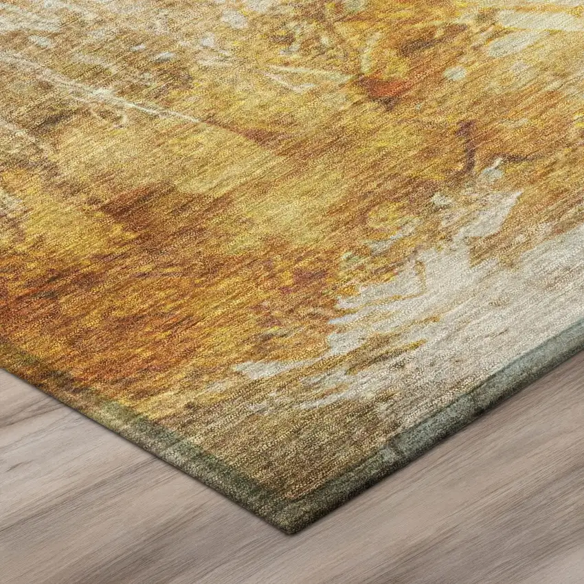 Brown And Beige Abstract Washable Indoor Outdoor Area Rug Photo 8