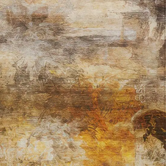 Brown And Beige Abstract Washable Indoor Outdoor Area Rug Photo 9