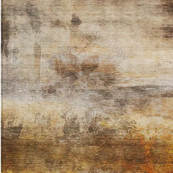 Brown And Beige Abstract Washable Indoor Outdoor Area Rug Photo 2