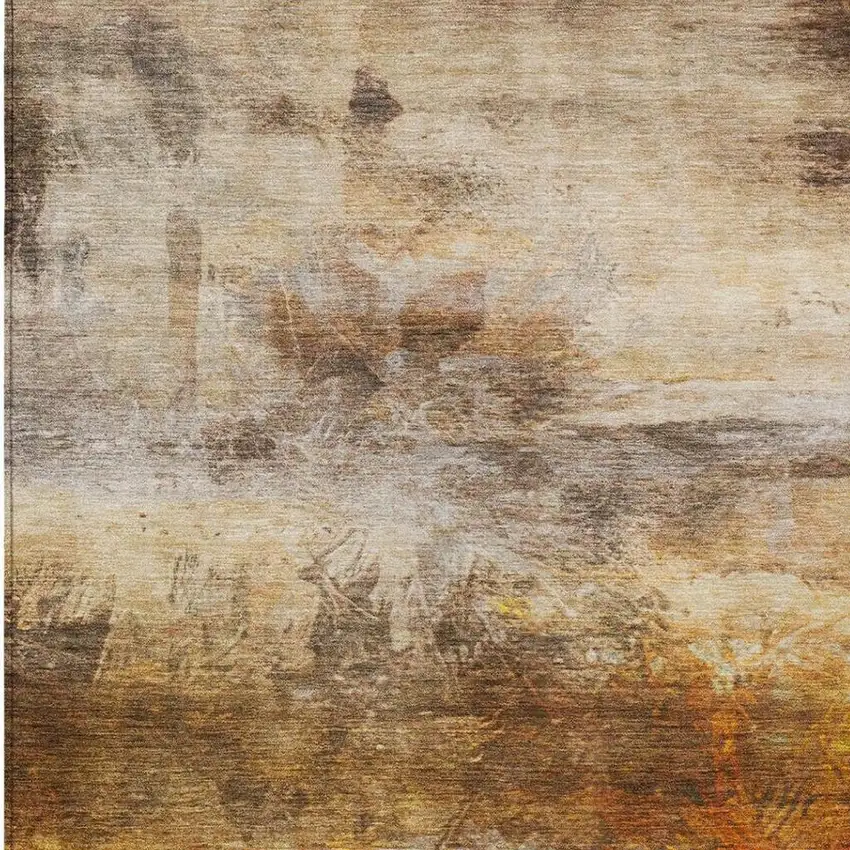 Brown And Beige Abstract Washable Indoor Outdoor Area Rug Photo 2