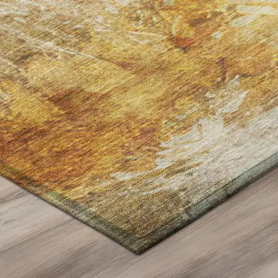 Brown And Beige Abstract Washable Indoor Outdoor Area Rug Photo 8