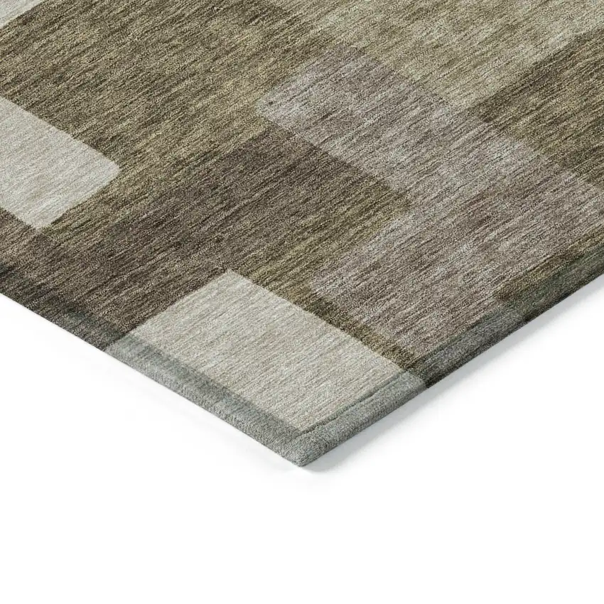 Brown And Beige Abstract Washable Indoor Outdoor Area Rug Photo 2
